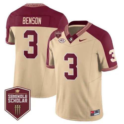 Men’s Florida State Seminoles Football Vapor Gold Jersey – Seminole Scholar – All Stitched