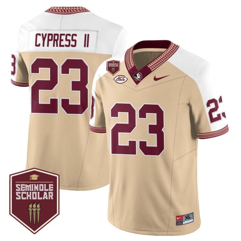 Men’s Florida State Seminoles Football Vapor Gold Jersey – Seminole Scholar – All Stitched