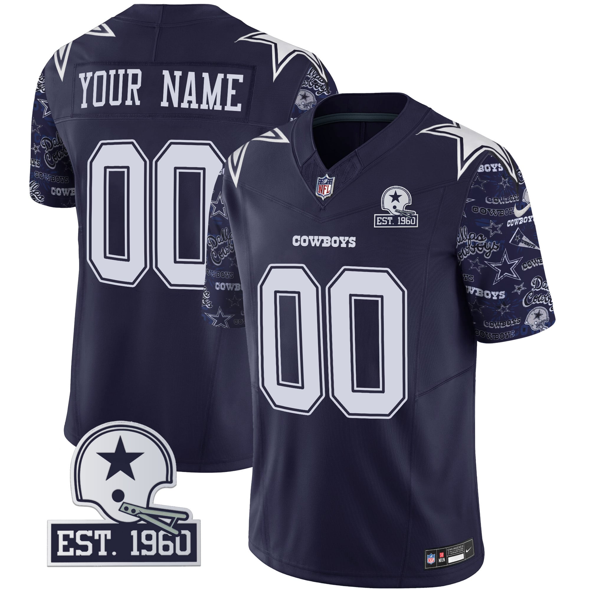 Cowboys Pattern Style Vapor Limited Custom Jersey – All Stitched