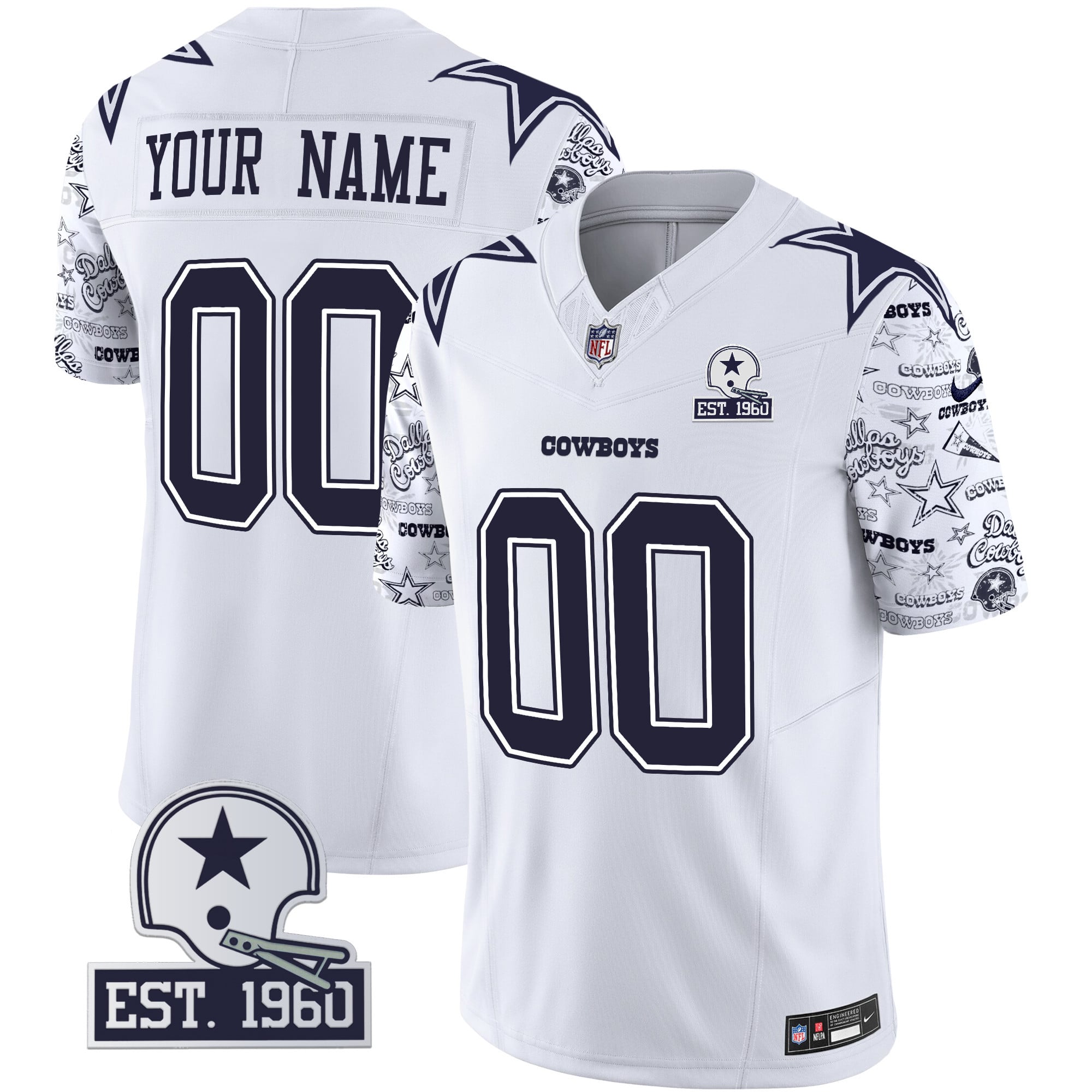 Cowboys Pattern Style Vapor Limited Custom Jersey – All Stitched