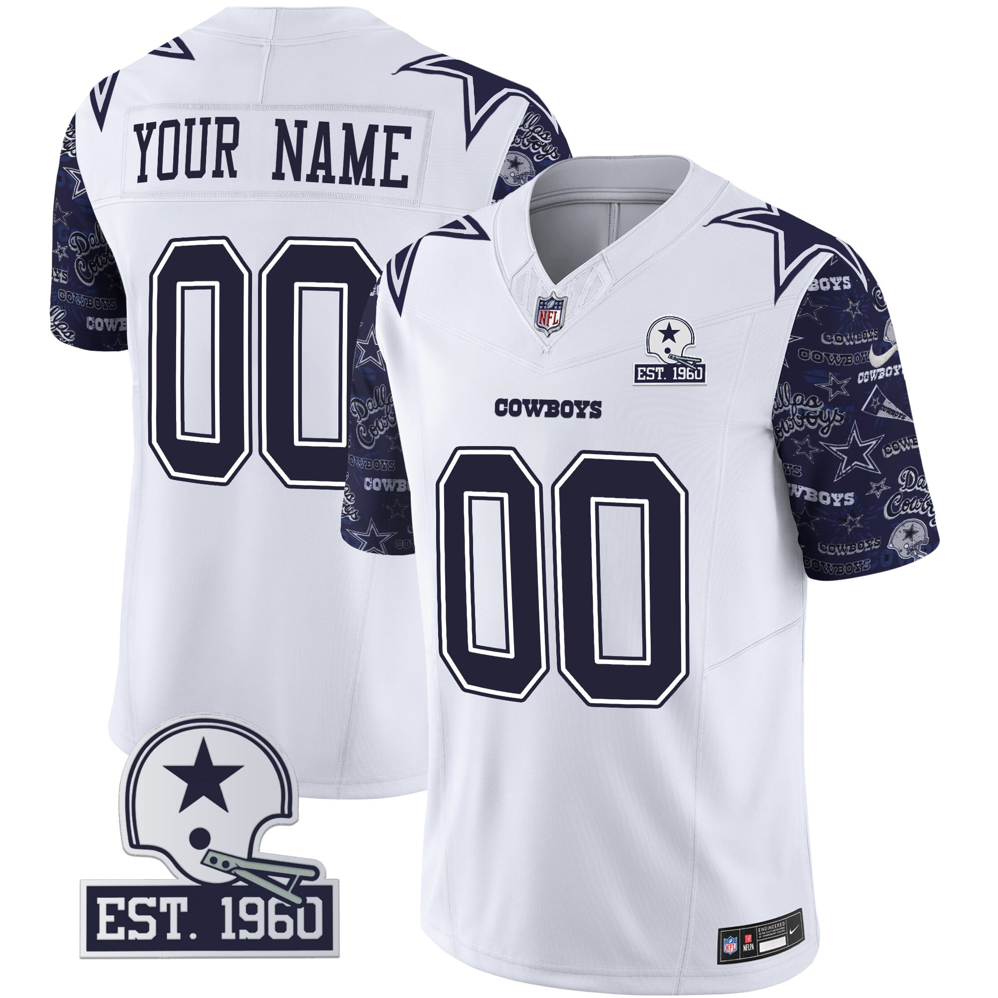 Cowboys Pattern Style Vapor Limited Custom Jersey – All Stitched