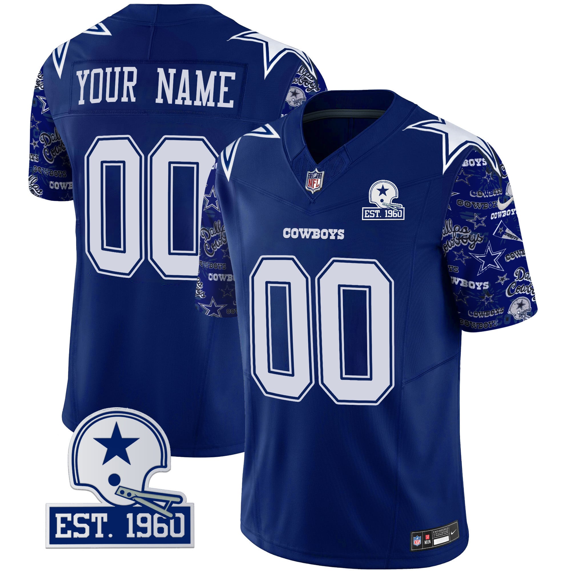 Cowboys Pattern Style Vapor Limited Custom Jersey – All Stitched
