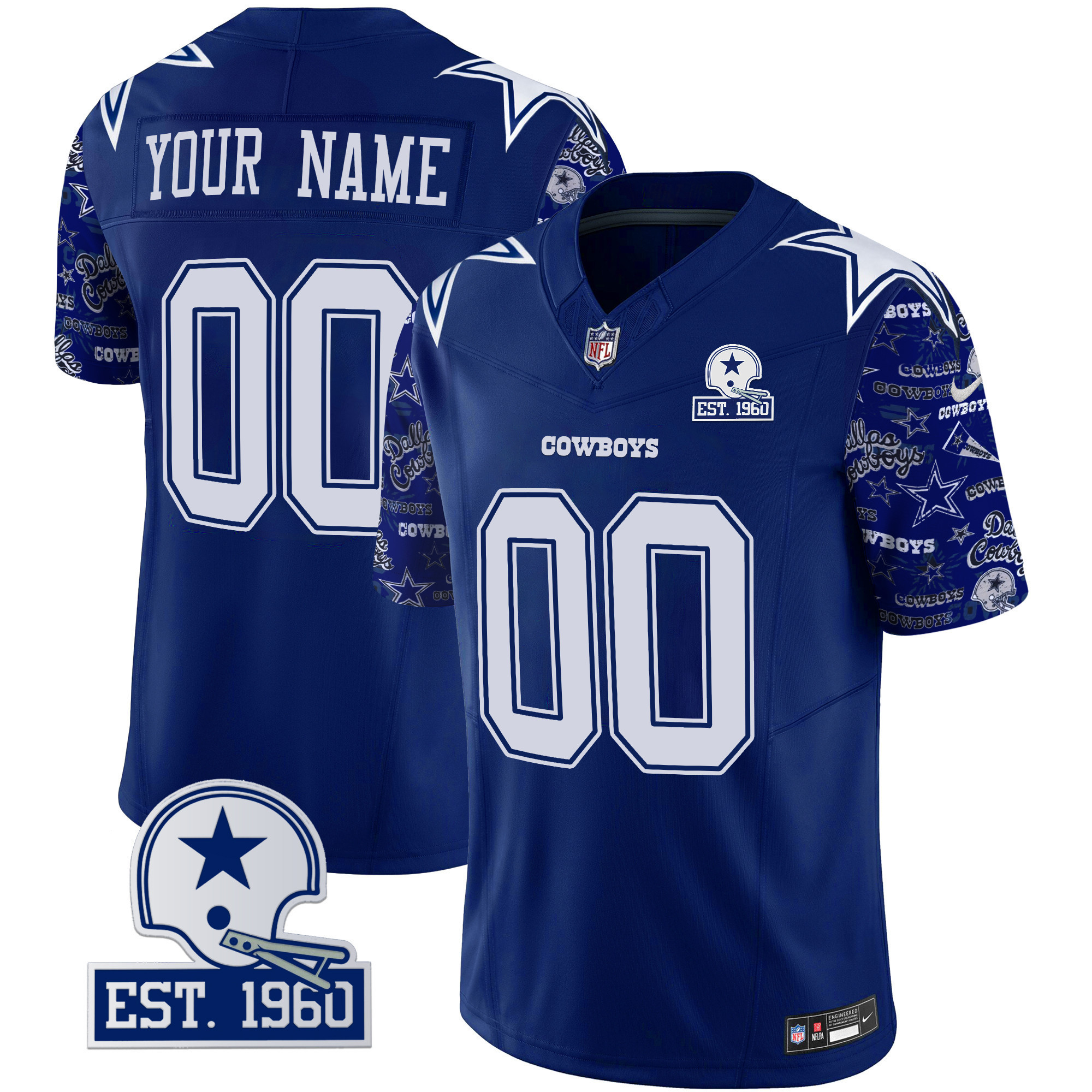 Cowboys Pattern Style Vapor Limited Custom Jersey – All Stitched