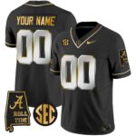 Alabama Crimson Tide Vapor Gold Custom Jersey V3 – Alabama Map – All Stitched