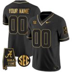 Alabama Crimson Tide Vapor Gold Custom Jersey V3 – Alabama Map – All Stitched