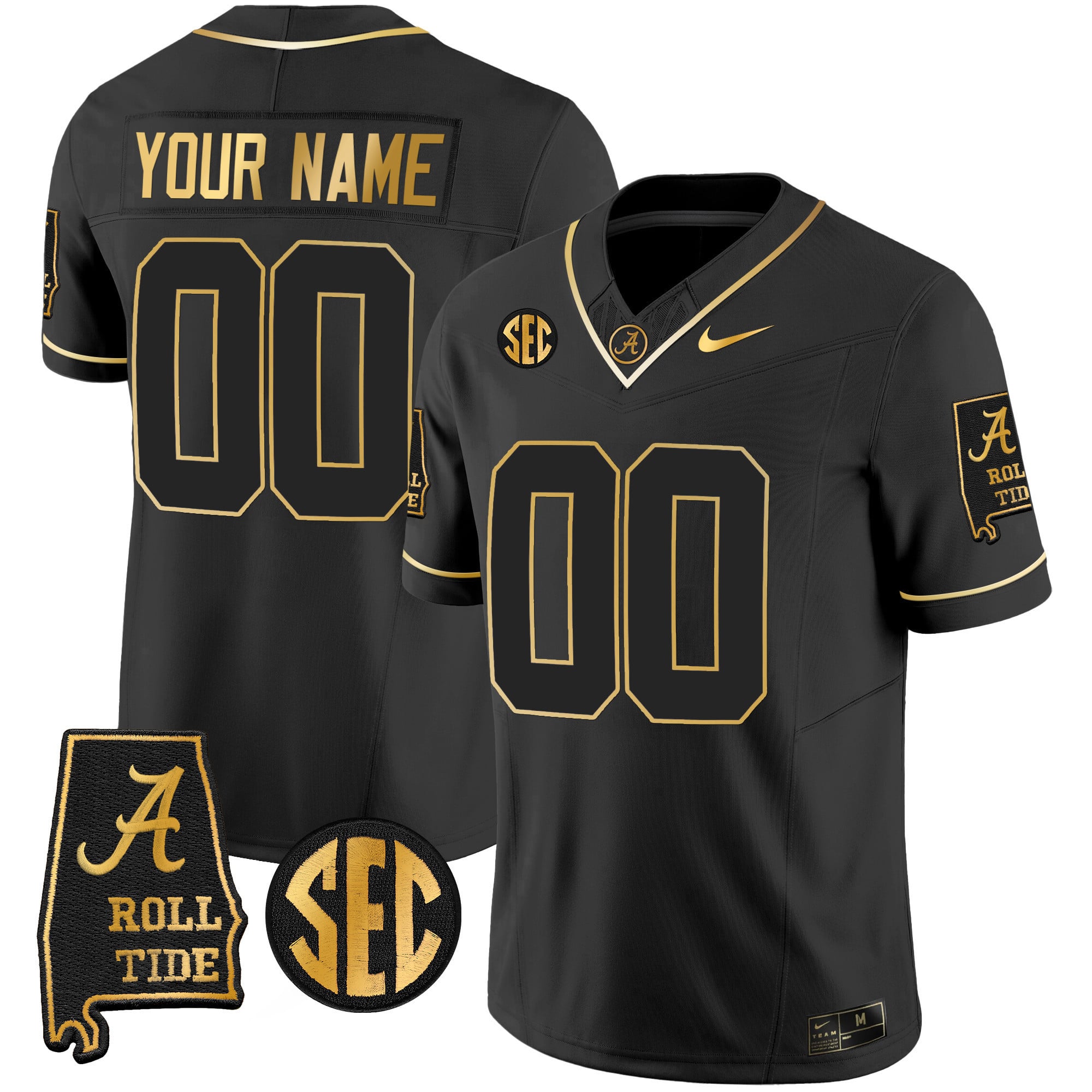 Alabama Crimson Tide Vapor Gold Custom Jersey V3 – Alabama Map – All Stitched