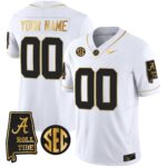 Alabama Crimson Tide Vapor Gold Custom Jersey V3 – Alabama Map – All Stitched
