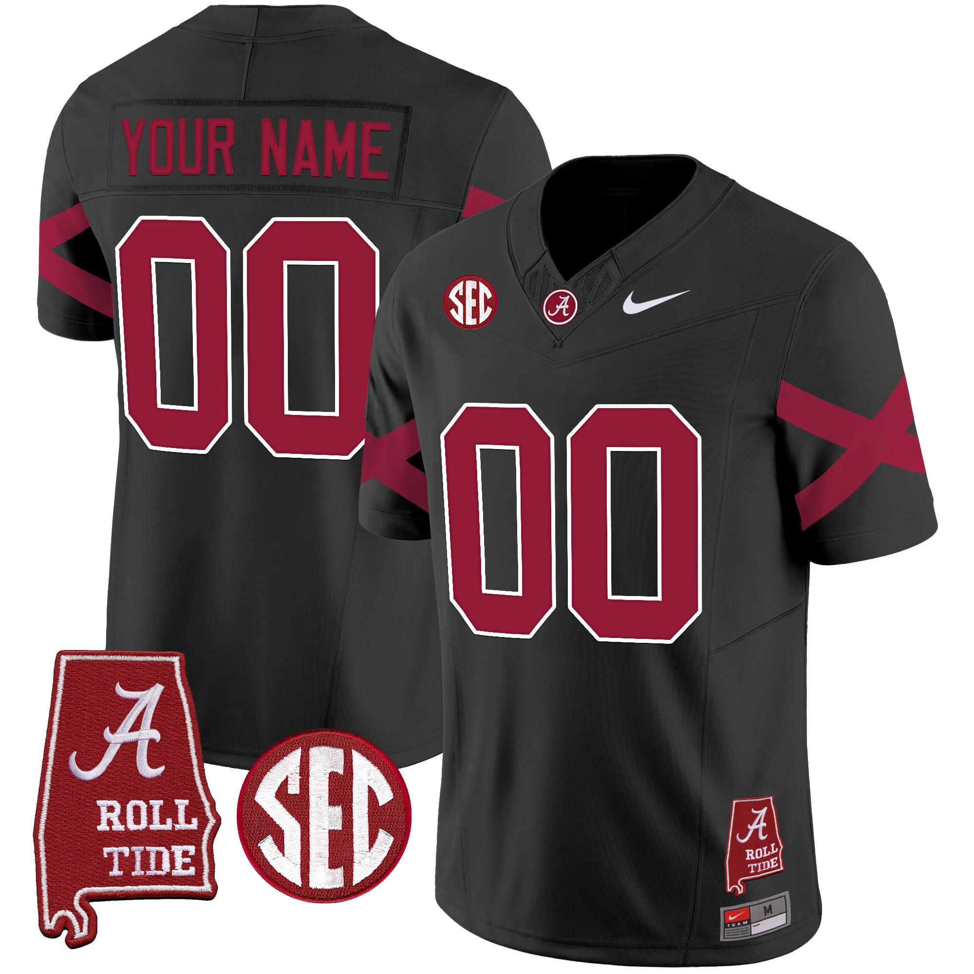 Alabama Crimson Tide Vapor Limited Custom Jersey V6 – Alabama Map – All Stitched