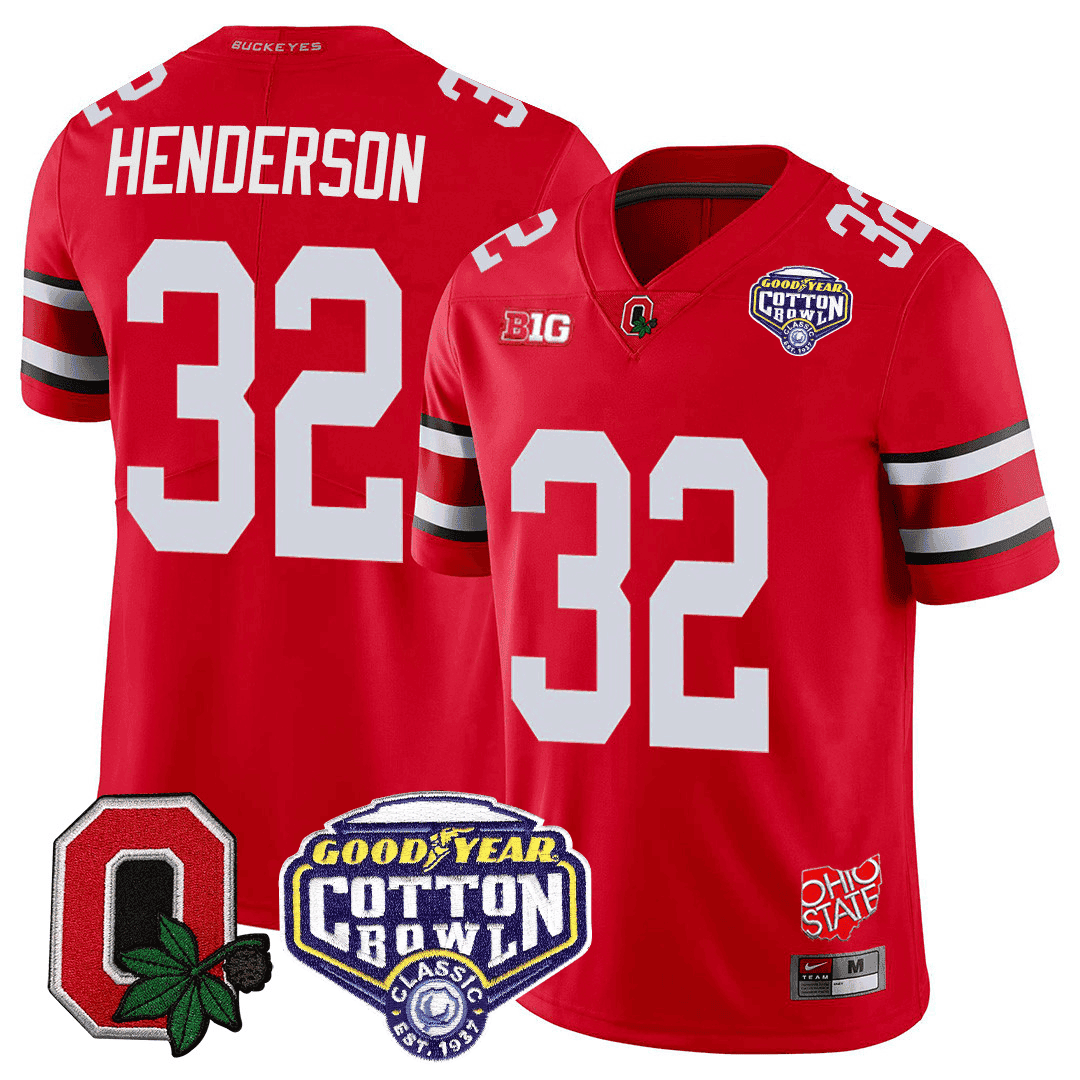Men’s Ohio State Buckeyes Good Year Cotton Bowl Patch Jersey – All Stitched