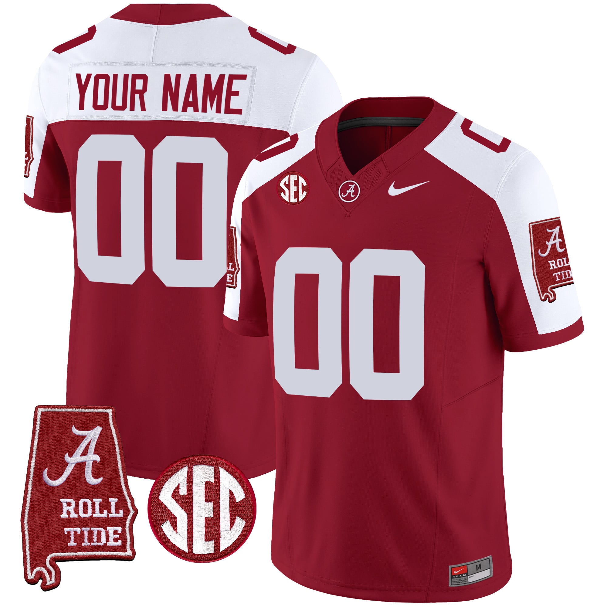 Alabama Crimson Tide Vapor Limited Custom Jersey V3 – Alabama Map – All Stitched