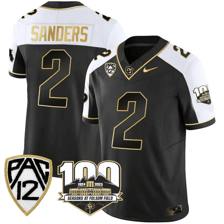 Men’s Colorado Buffaloes 100th Seasons At Folsom Field Patch Vapor Gold Jersey V2 ?All Stitched