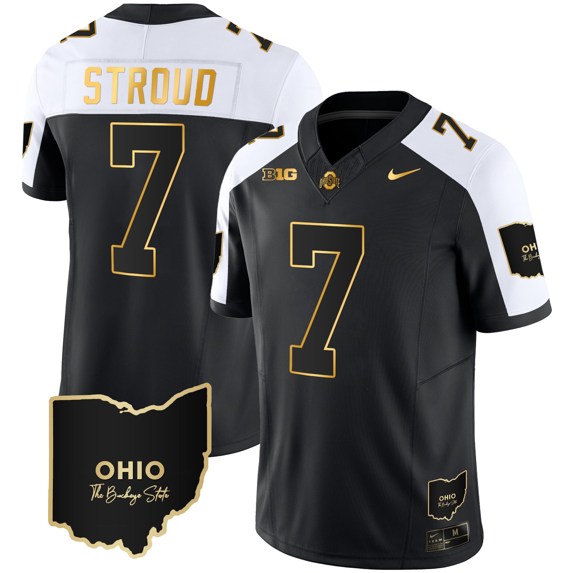 Men’s Ohio State Buckeyes 2023 Vapor Limited Gold Jersey – Ohio Patch – All Stitched