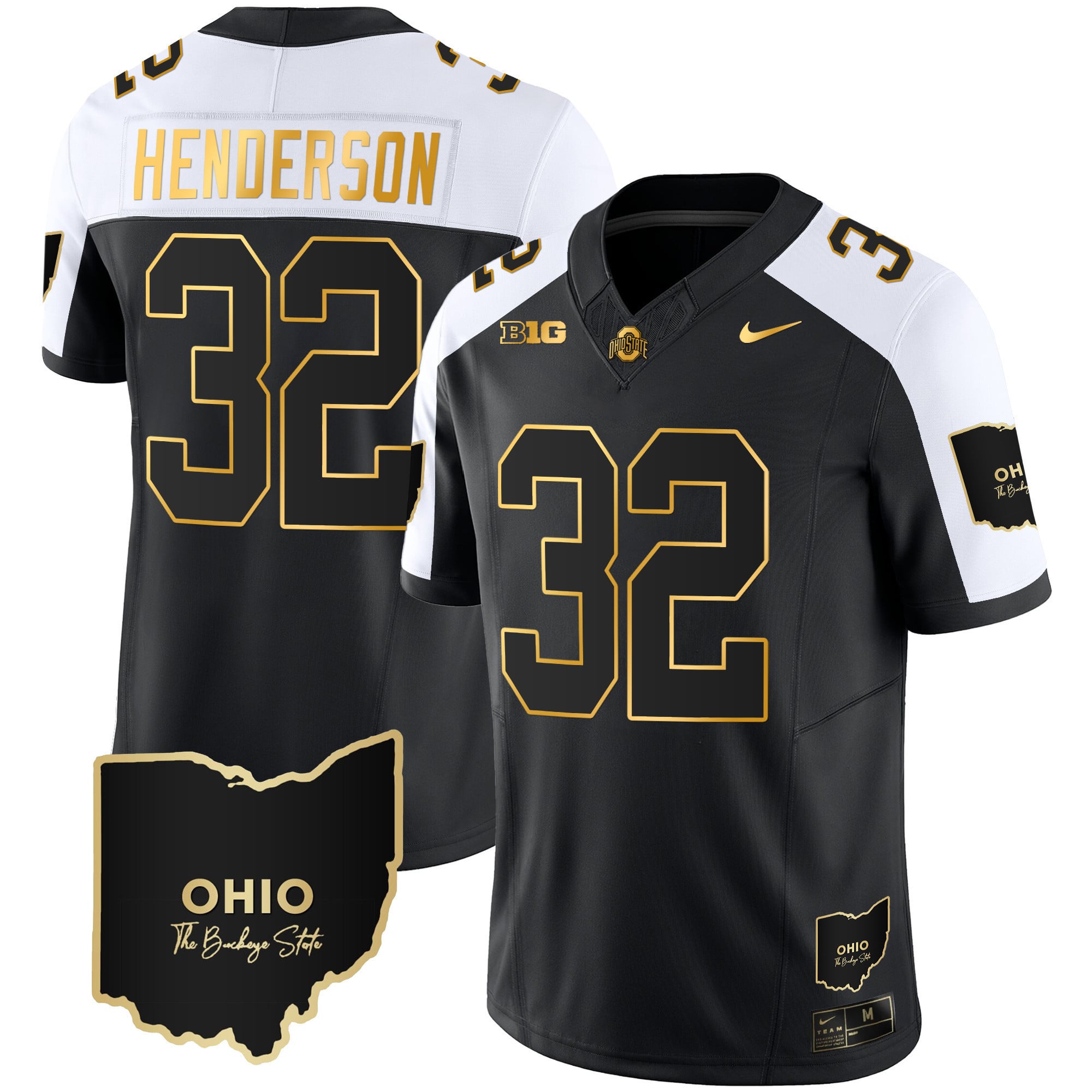 Men’s Ohio State Buckeyes 2023 Vapor Limited Gold Jersey – Ohio Patch – All Stitched