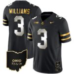 Men’s Ohio State Buckeyes 2023 Vapor Limited Gold Jersey – Ohio Patch – All Stitched