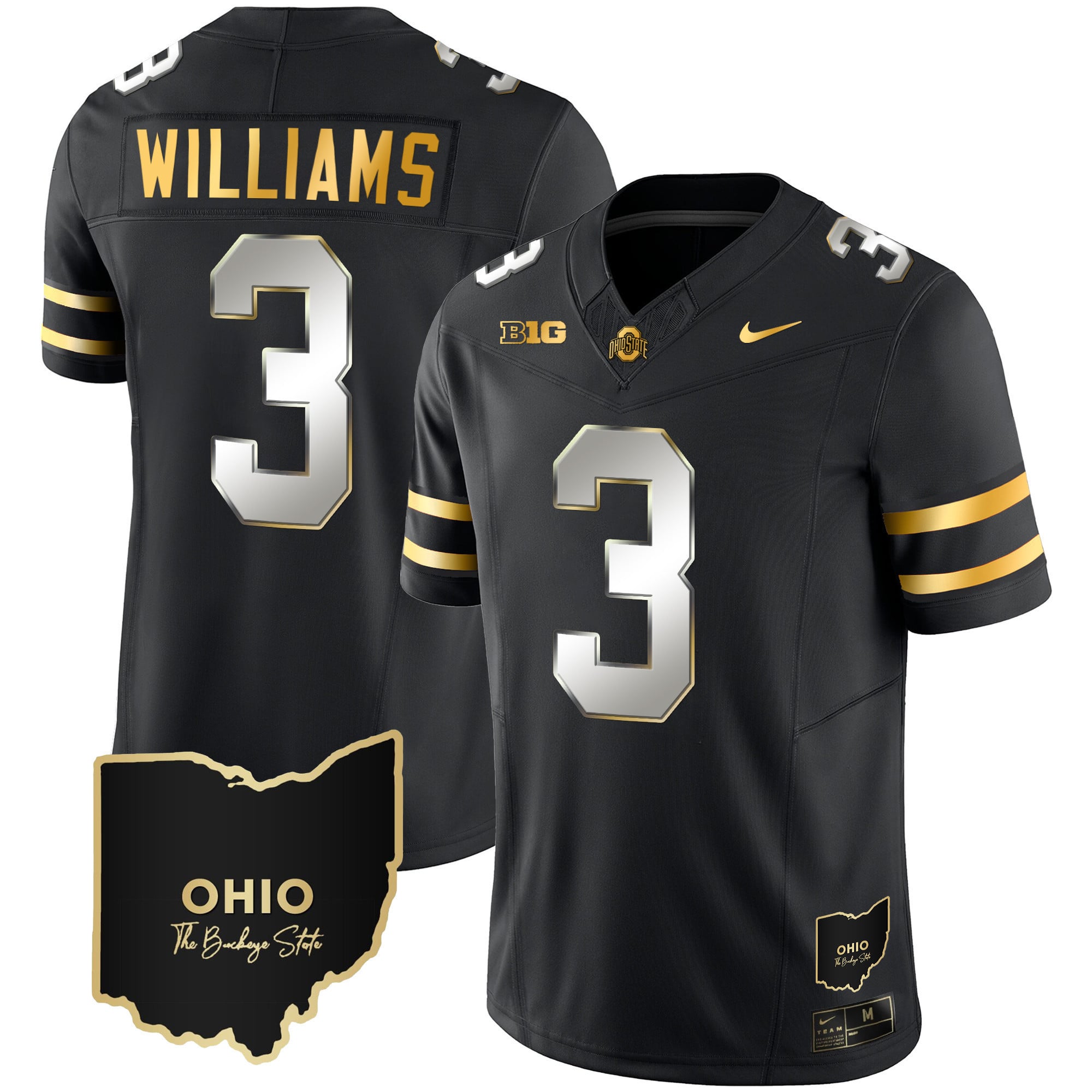 Men’s Ohio State Buckeyes 2023 Vapor Limited Gold Jersey – Ohio Patch – All Stitched