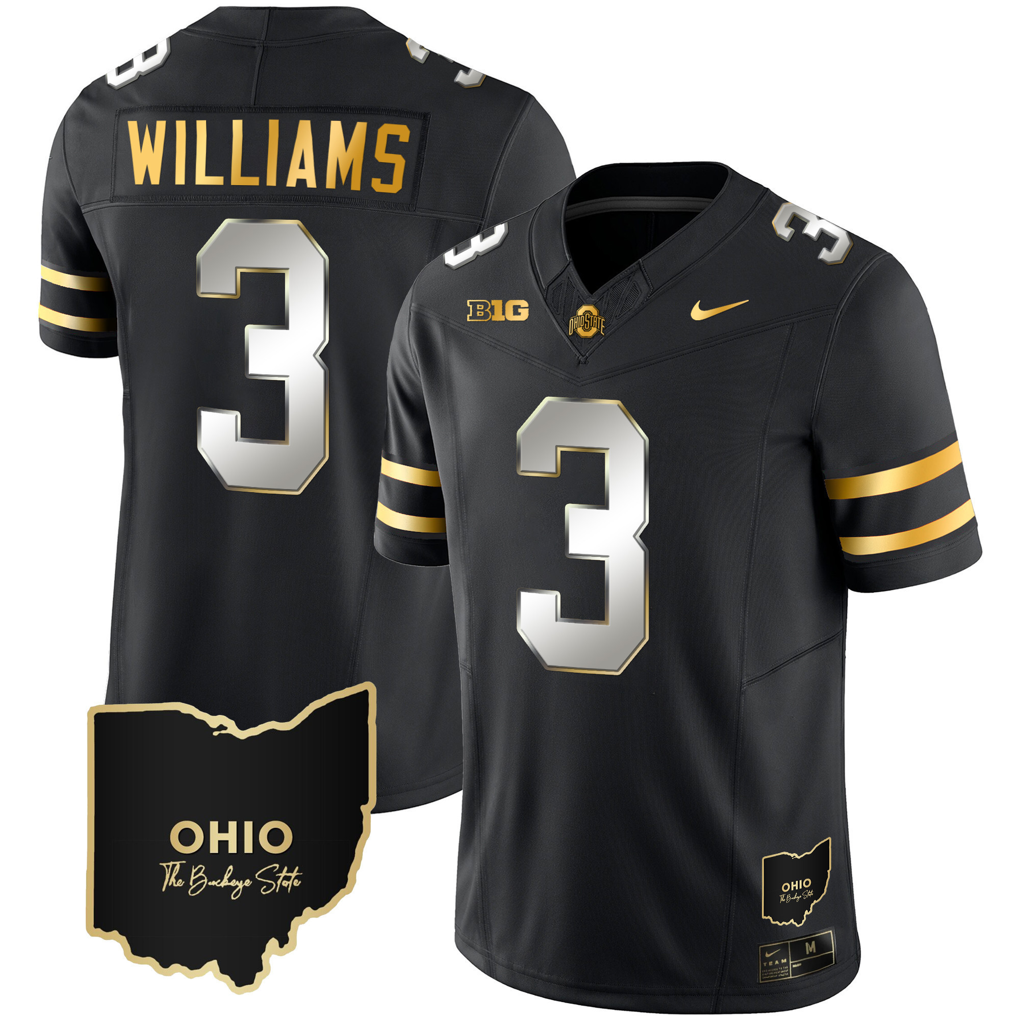 Men’s Ohio State Buckeyes 2023 Vapor Limited Gold Jersey – Ohio Patch – All Stitched