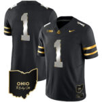Men’s Ohio State Buckeyes 2023 Vapor Limited Gold Jersey – Ohio Patch – All Stitched