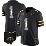 Men’s Ohio State Buckeyes 2023 Vapor Limited Gold Jersey – Ohio Patch – All Stitched