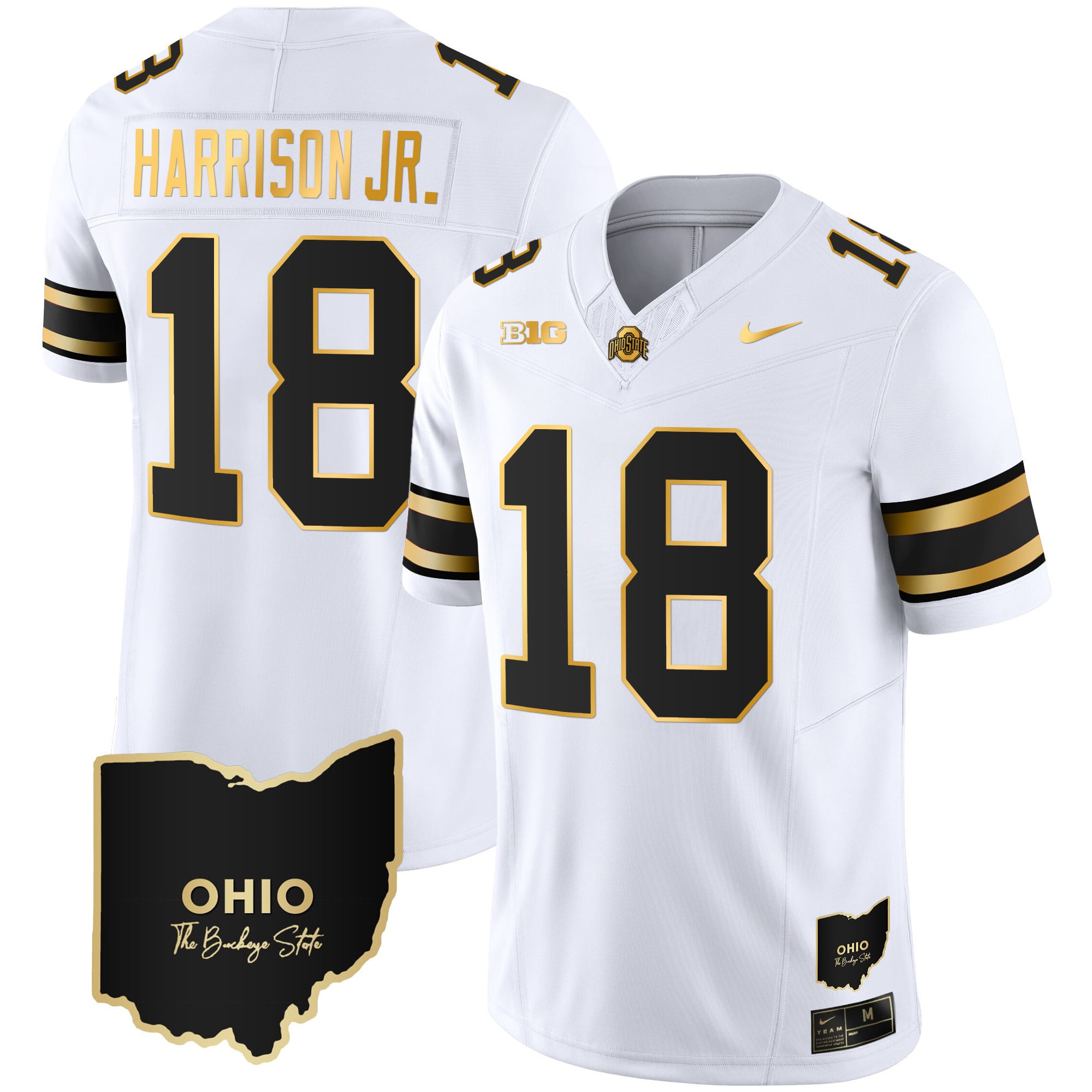 Men’s Ohio State Buckeyes 2023 Vapor Limited Gold Jersey – Ohio Patch – All Stitched