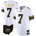 Men’s Ohio State Buckeyes 2023 Vapor Limited Gold Jersey – Ohio Patch – All Stitched