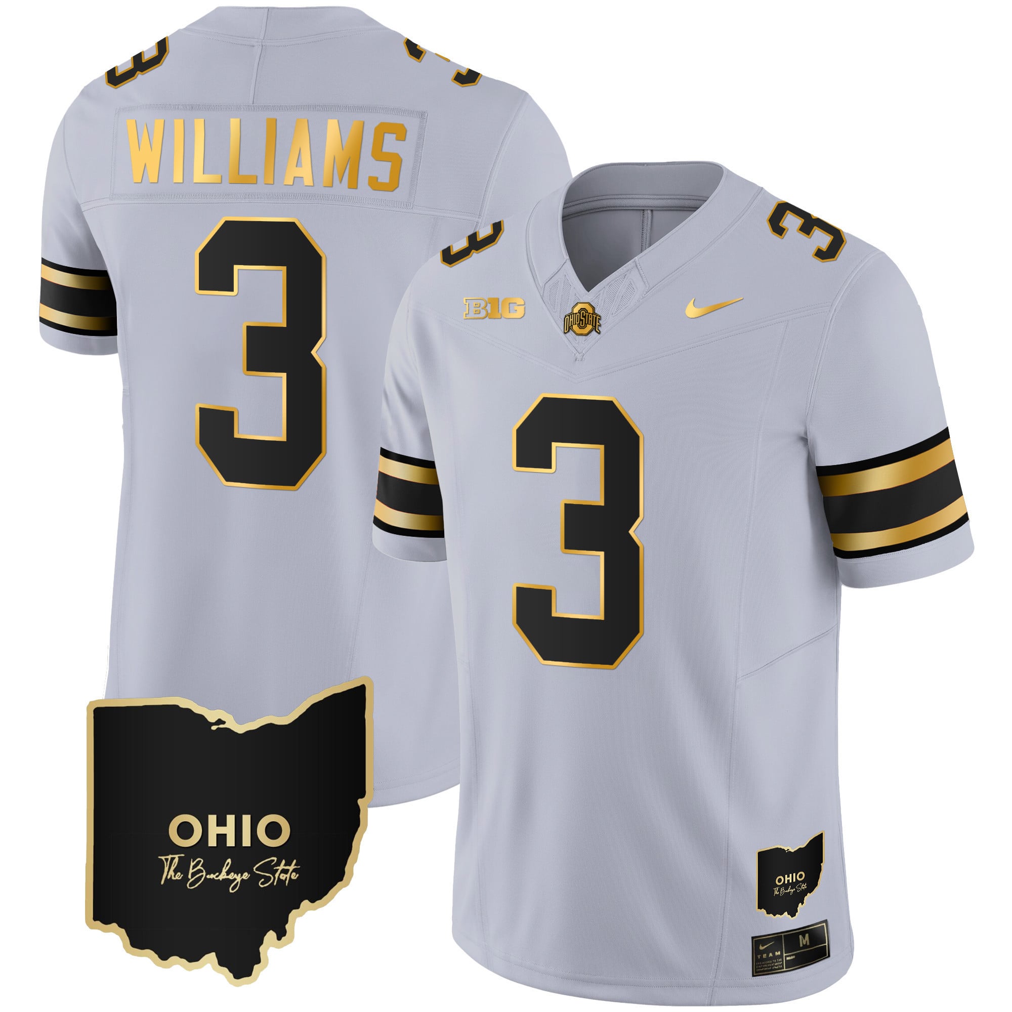 Men’s Ohio State Buckeyes 2023 Vapor Limited Gold Jersey – Ohio Patch – All Stitched