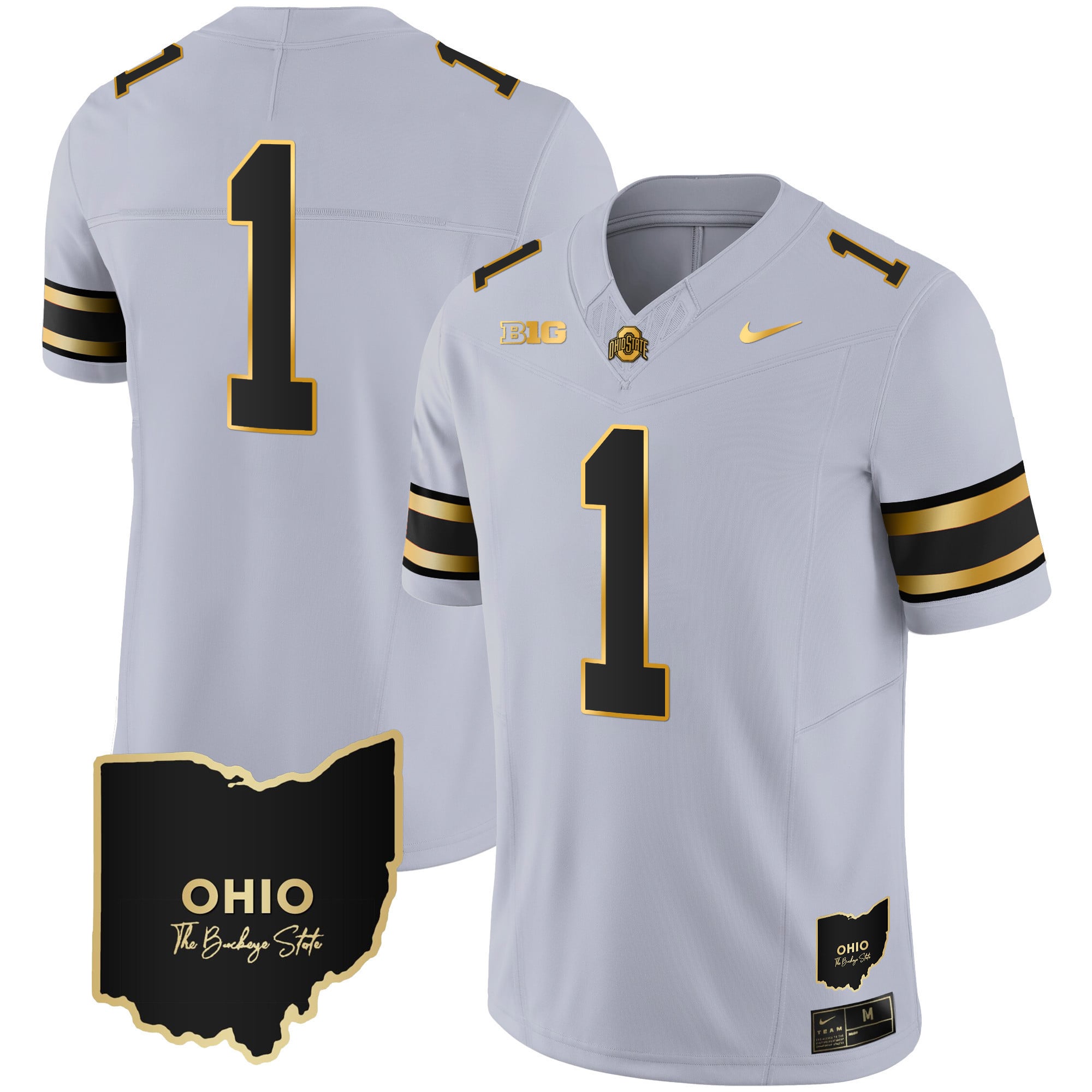 Men’s Ohio State Buckeyes 2023 Vapor Limited Gold Jersey – Ohio Patch – All Stitched