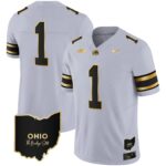 Men’s Ohio State Buckeyes 2023 Vapor Limited Gold Jersey – Ohio Patch – All Stitched