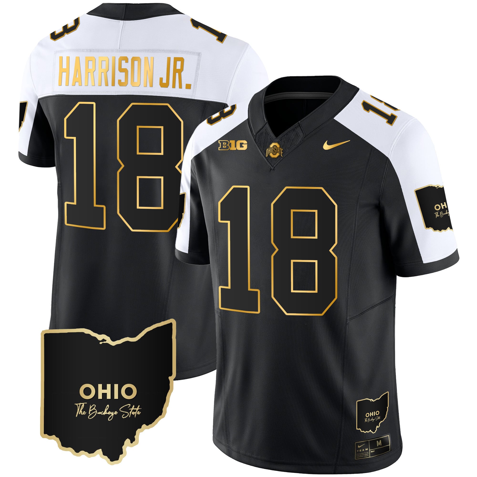 Men’s Ohio State Buckeyes 2023 Vapor Limited Gold Jersey – Ohio Patch – All Stitched
