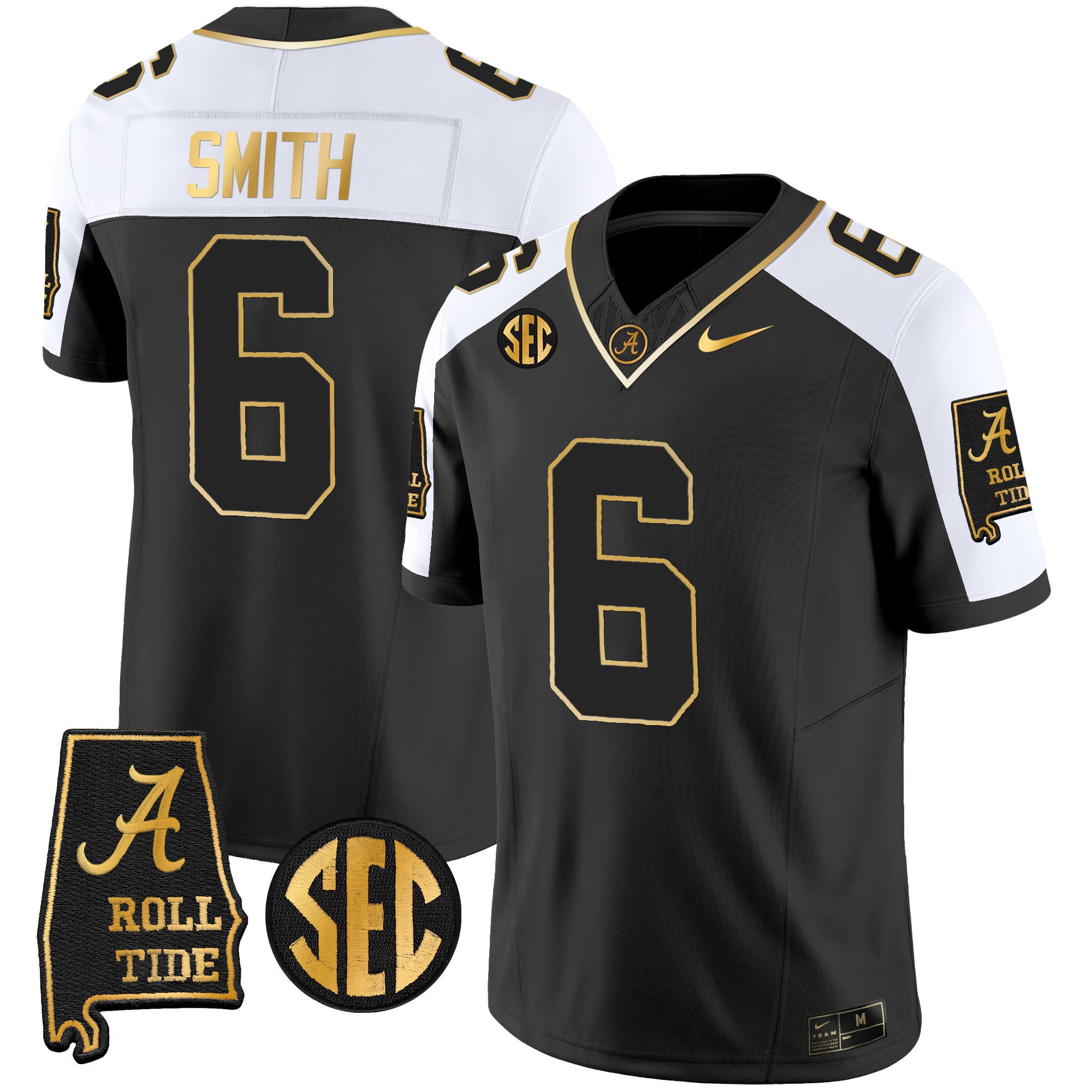 Men’s Alabama Crimson Tide Vapor Gold Jersey V3 – Alabama Map – All Stitched