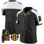 Men’s Alabama Crimson Tide Vapor Gold Jersey V3 – Alabama Map – All Stitched