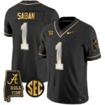 Men’s Alabama Crimson Tide Vapor Gold Jersey V3 – Alabama Map – All Stitched