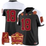 Men’s Alabama Crimson Tide Nick Saban 7x Champions Patch Gold Trim Jersey – All Stitched