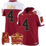 Men’s Alabama Crimson Tide Nick Saban 7x Champions Patch Gold Trim Jersey – All Stitched