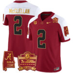 Men’s Alabama Crimson Tide Nick Saban 7x Champions Patch Gold Trim Jersey – All Stitched