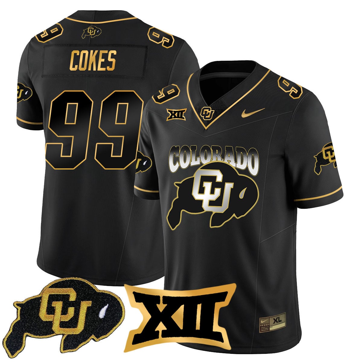 Men’s Colorado Buffaloes 2024 Vapor Limited Gold Jersey N1 – All Stitched