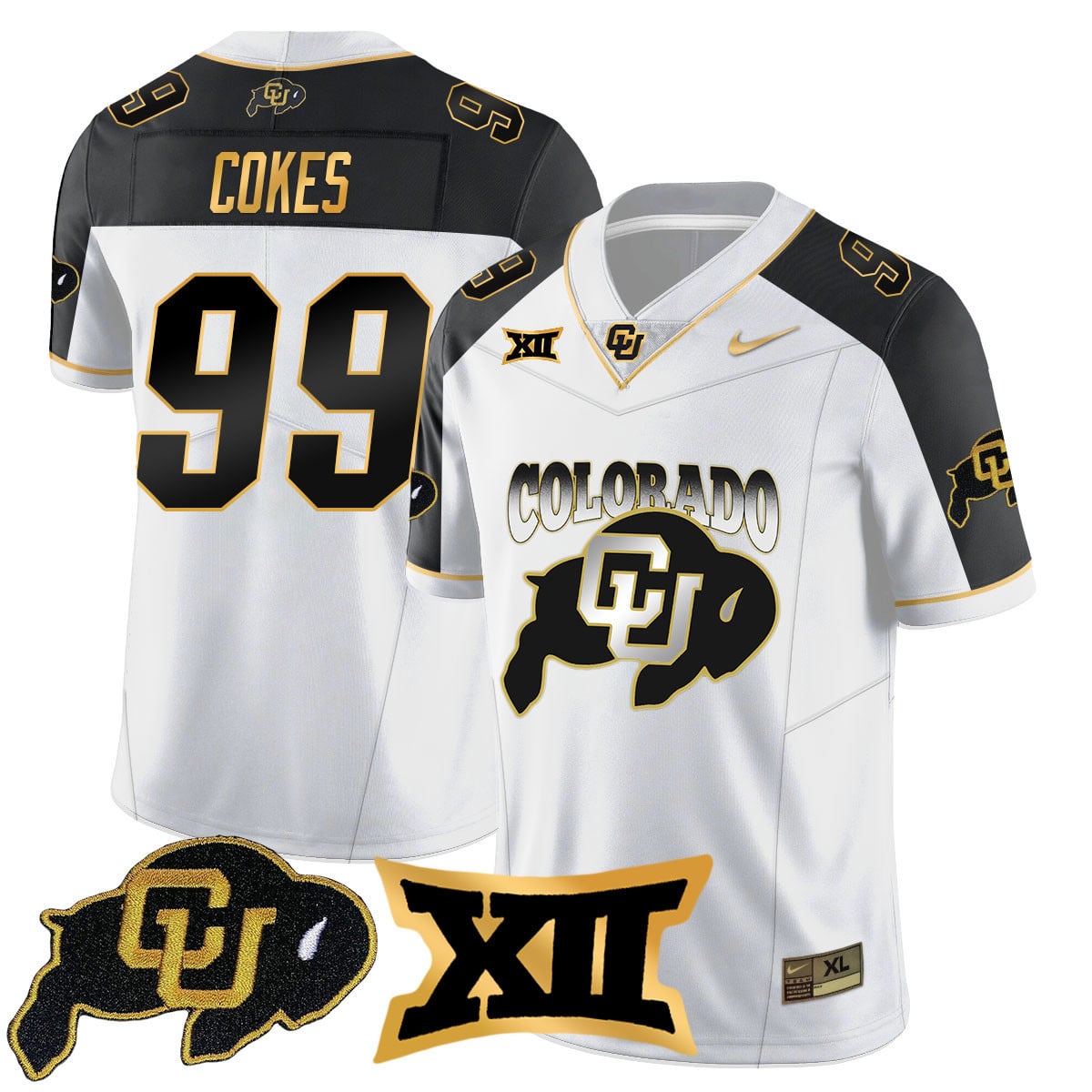 Men’s Colorado Buffaloes 2024 Vapor Limited Gold Jersey N1 – All Stitched