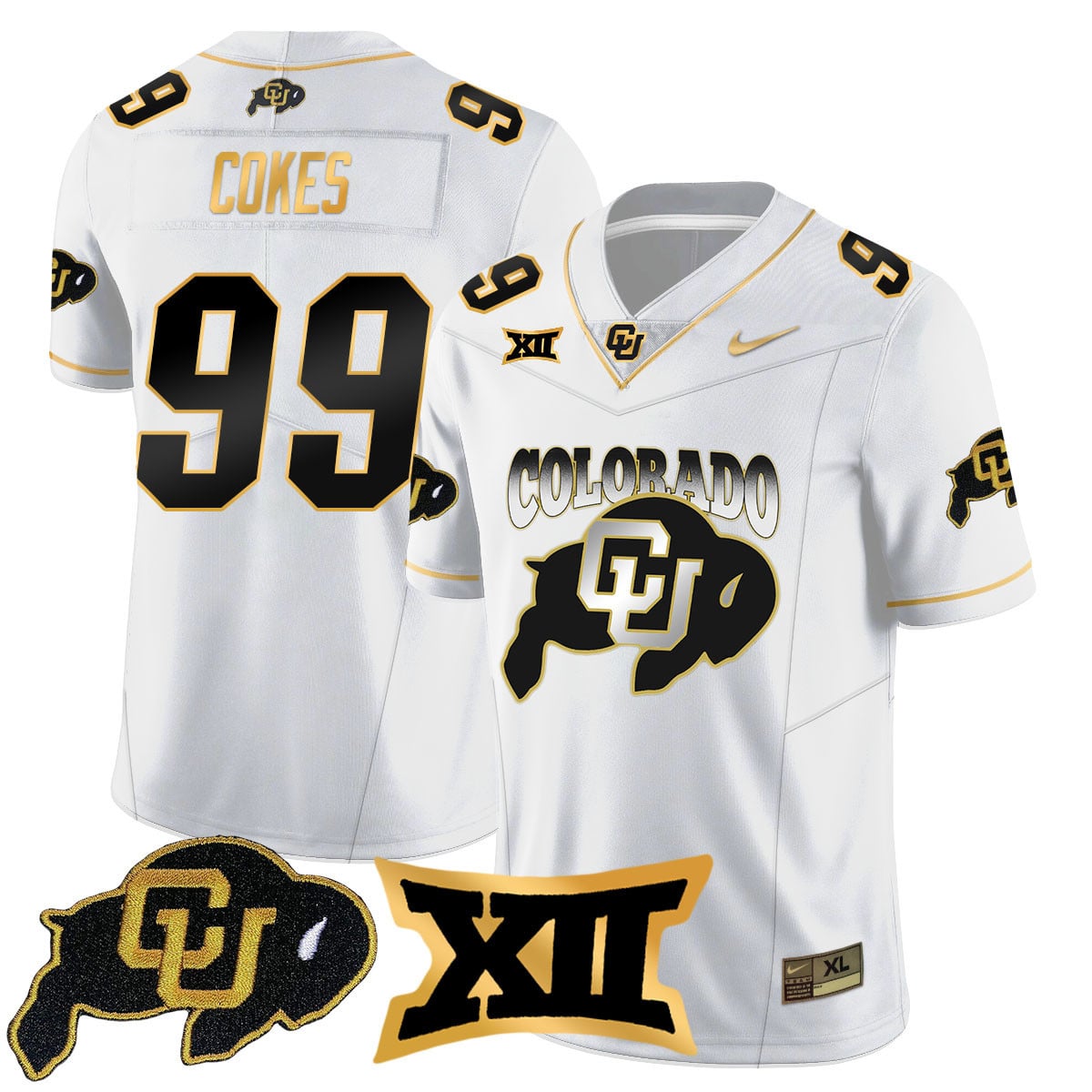Men’s Colorado Buffaloes 2024 Vapor Limited Gold Jersey N1 – All Stitched
