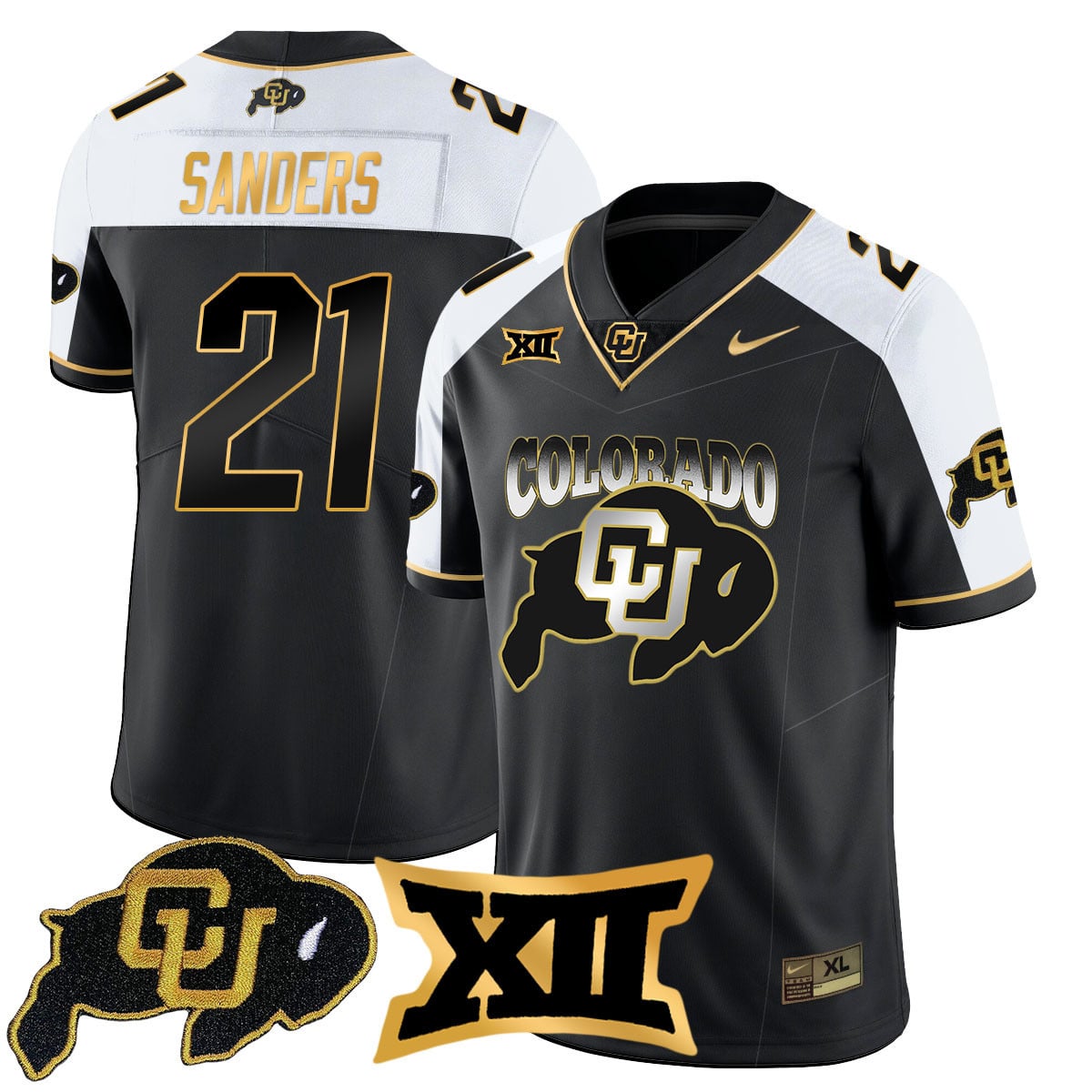 Men’s Colorado Buffaloes 2024 Vapor Limited Gold Jersey N1 – All Stitched