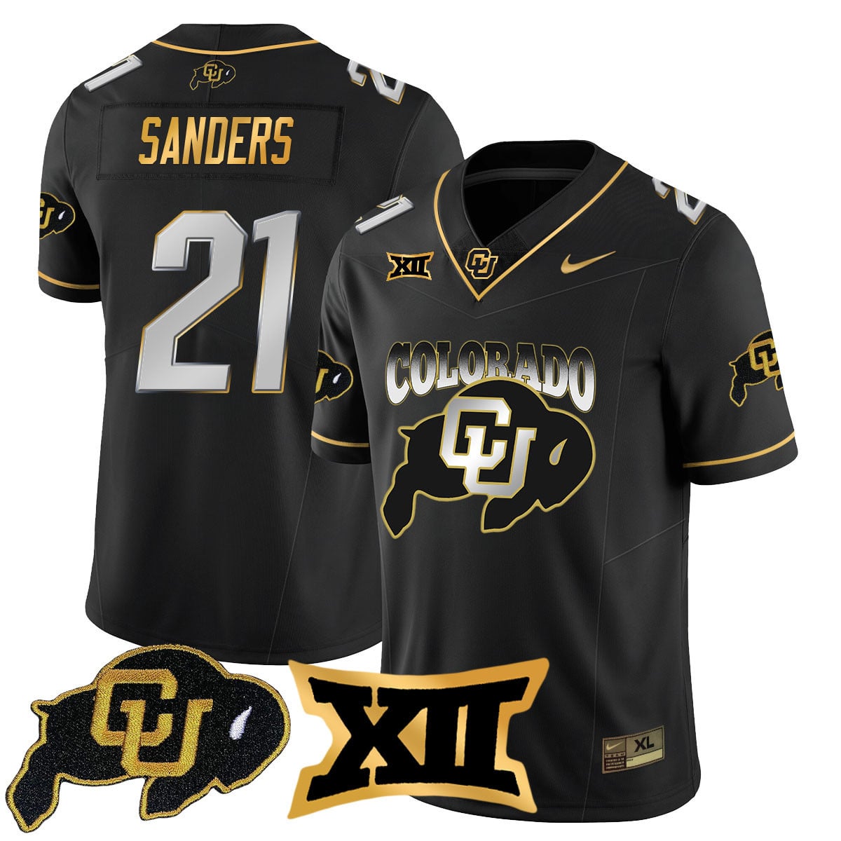 Men’s Colorado Buffaloes 2024 Vapor Limited Gold Jersey N1 – All Stitched