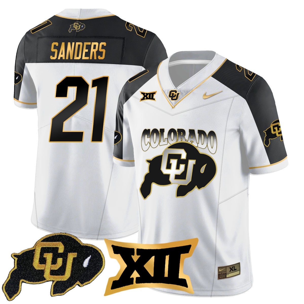 Men’s Colorado Buffaloes 2024 Vapor Limited Gold Jersey N1 – All Stitched