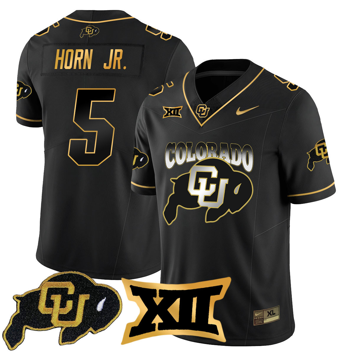 Men’s Colorado Buffaloes 2024 Vapor Limited Gold Jersey N1 – All Stitched