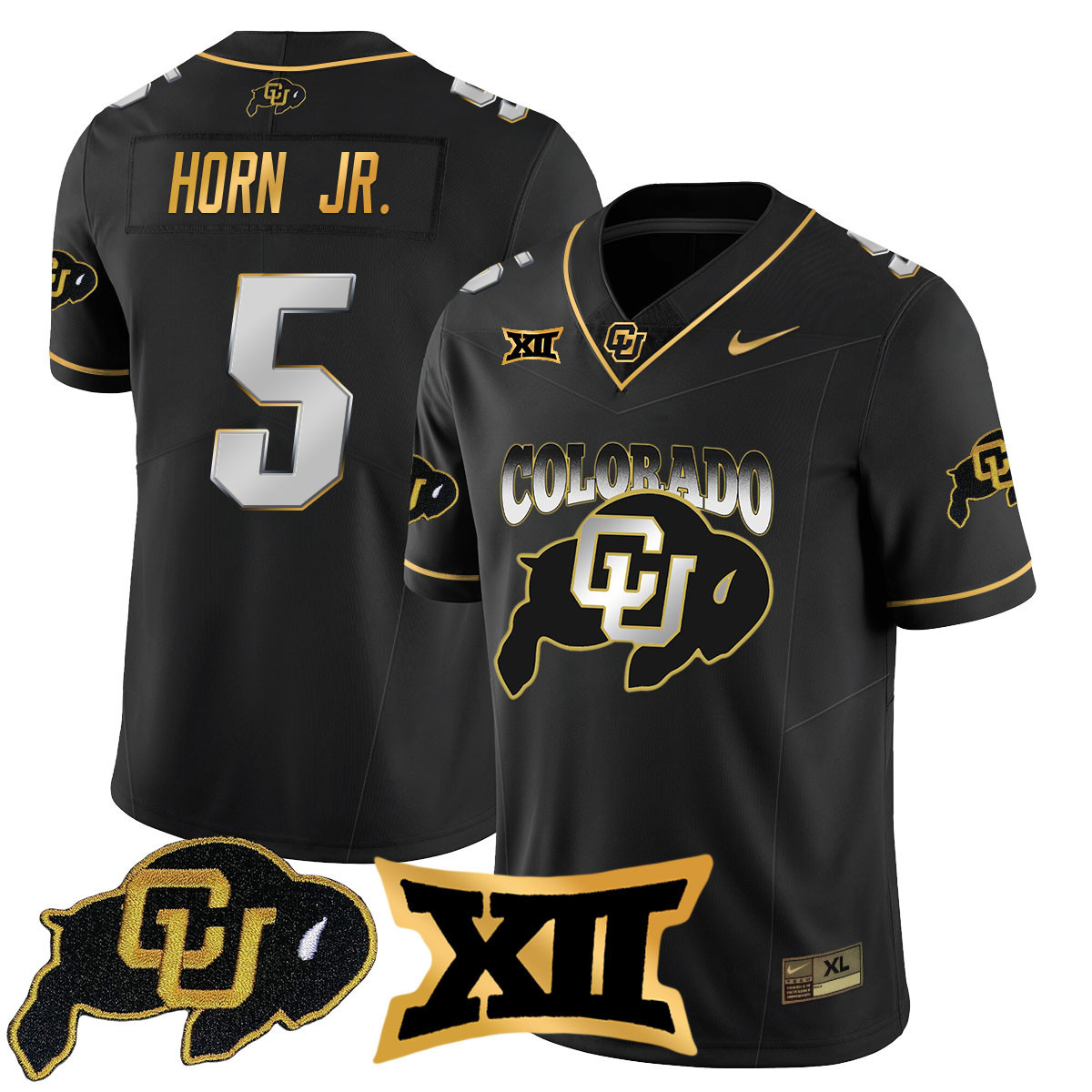 Men’s Colorado Buffaloes 2024 Vapor Limited Gold Jersey N1 – All Stitched