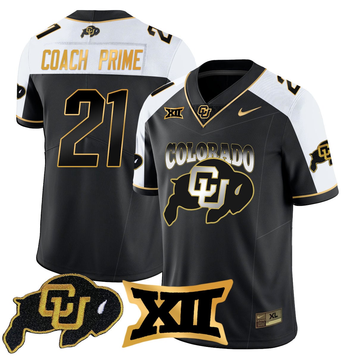Men’s Colorado Buffaloes 2024 Vapor Limited Gold Jersey N1 – All Stitched