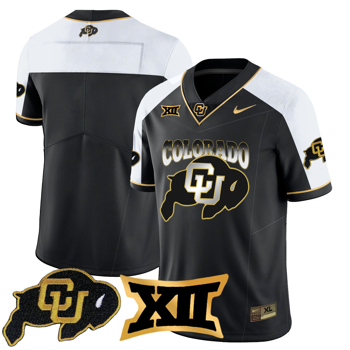 Men’s Colorado Buffaloes 2024 Vapor Limited Gold Jersey N1 – All Stitched