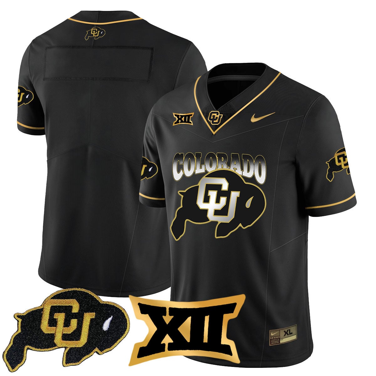 Men’s Colorado Buffaloes 2024 Vapor Limited Gold Jersey N1 – All Stitched