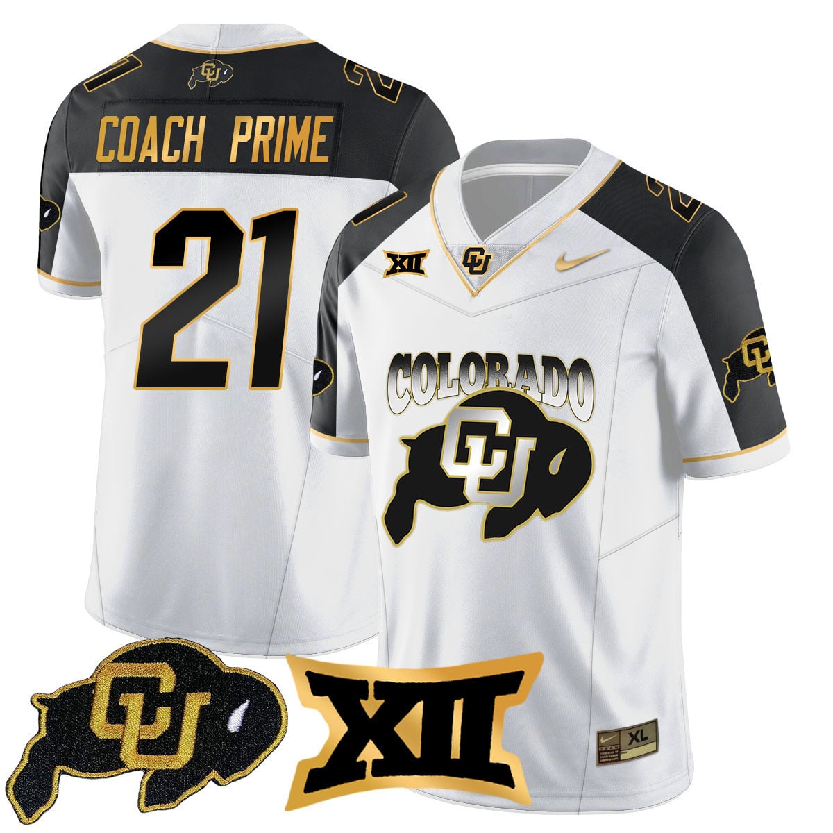 Men’s Colorado Buffaloes 2024 Vapor Limited Gold Jersey N1 – All Stitched