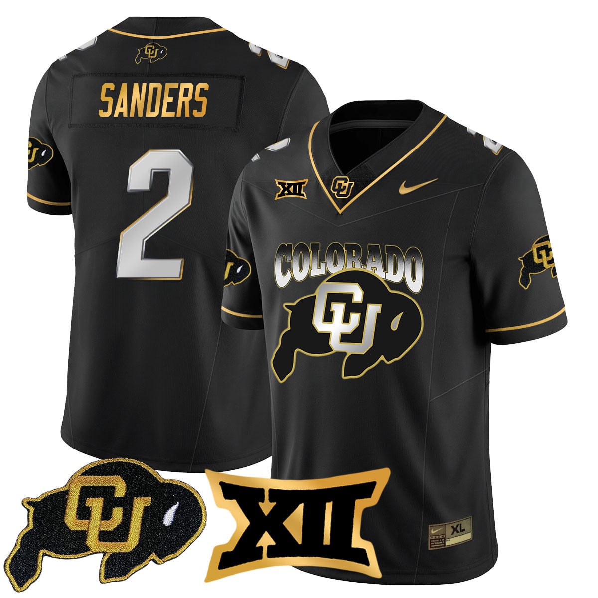 Men’s Colorado Buffaloes 2024 Vapor Limited Gold Jersey N1 – All Stitched