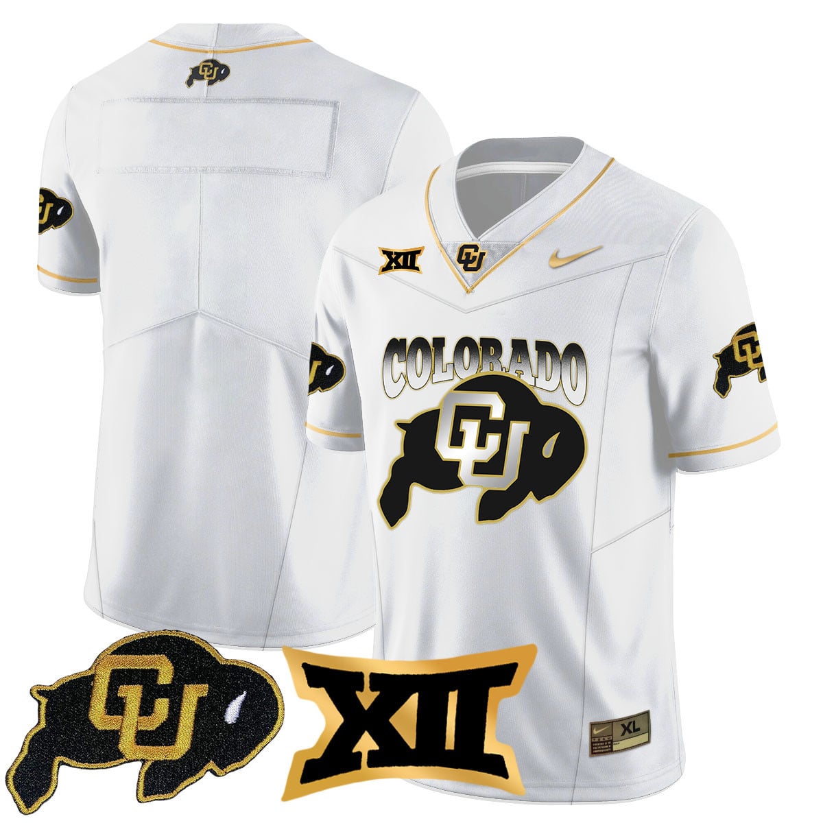 Men’s Colorado Buffaloes 2024 Vapor Limited Gold Jersey N1 – All Stitched