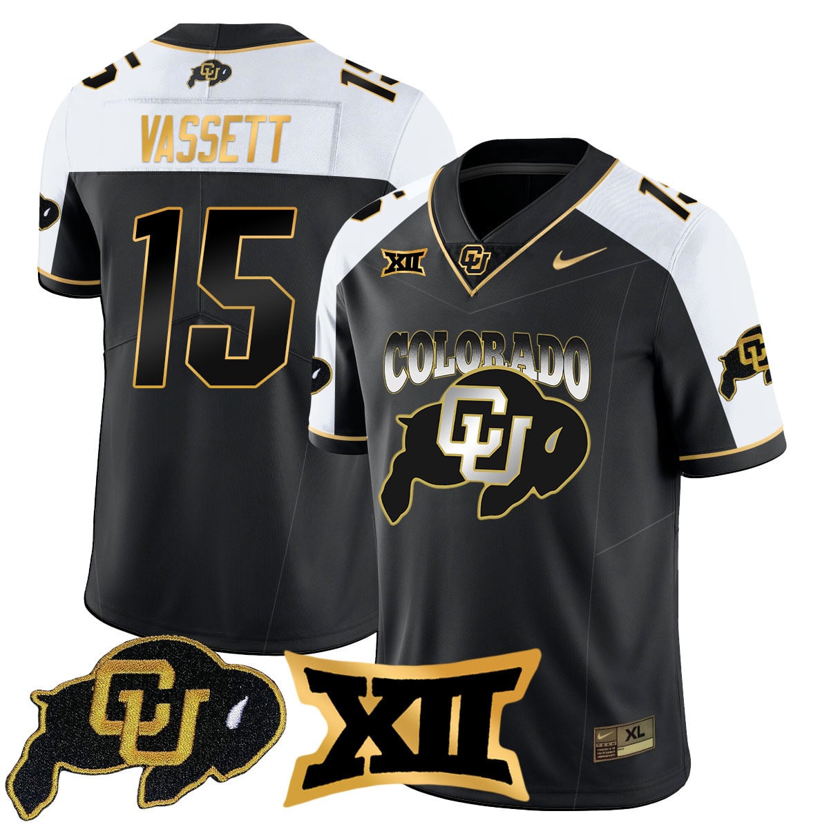 Men’s Colorado Buffaloes 2024 Vapor Limited Gold Jersey N1 – All Stitched
