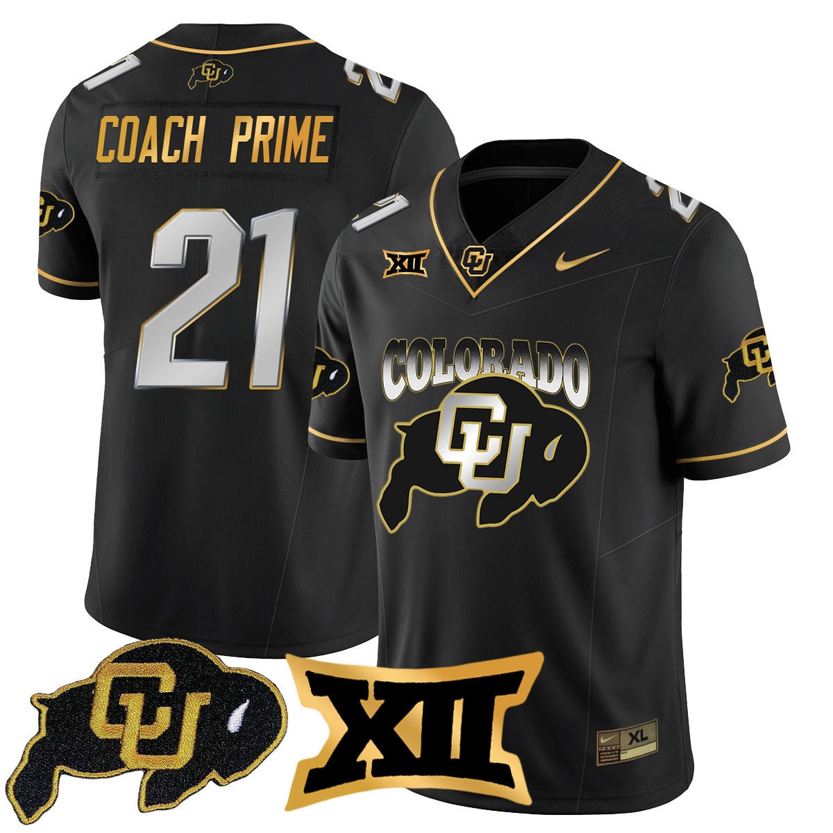 Men’s Colorado Buffaloes 2024 Vapor Limited Gold Jersey N1 – All Stitched